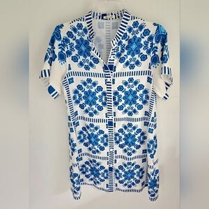 Sunday Up Dress Blue and White Patterned